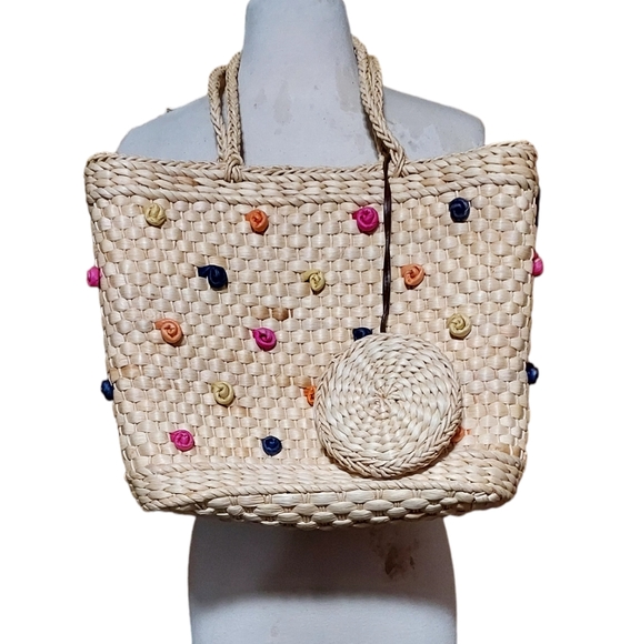 Straw Handmade Purse Shoulder Bag Medium Change Purse Wallet Summer Beach
